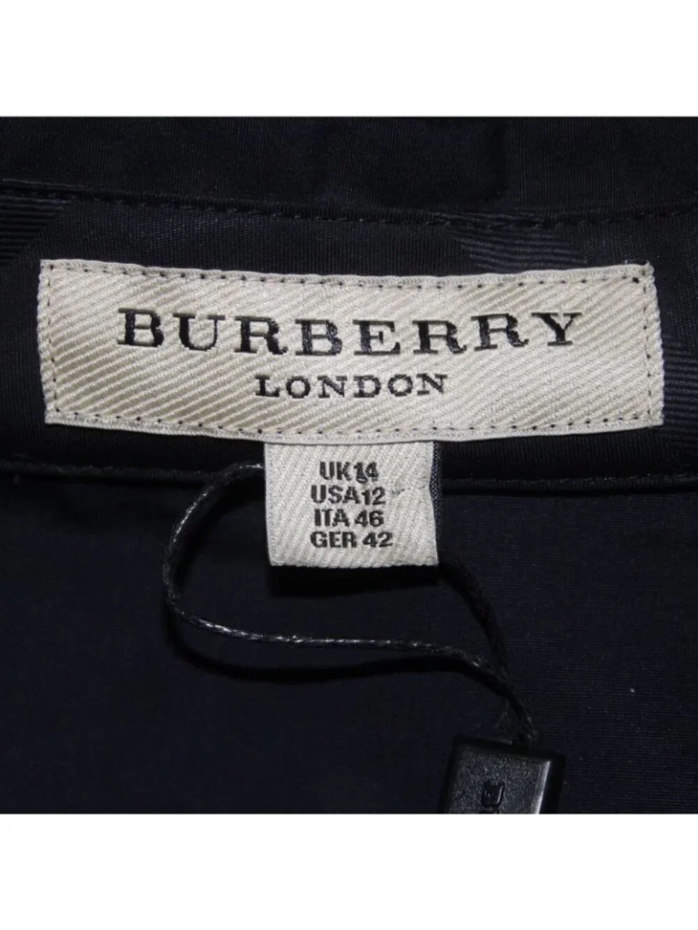 Burberry Dress Sz 12 Navy Blue Pockets Pleated Collared 100% Cotton Dress - Picture 8 of 16